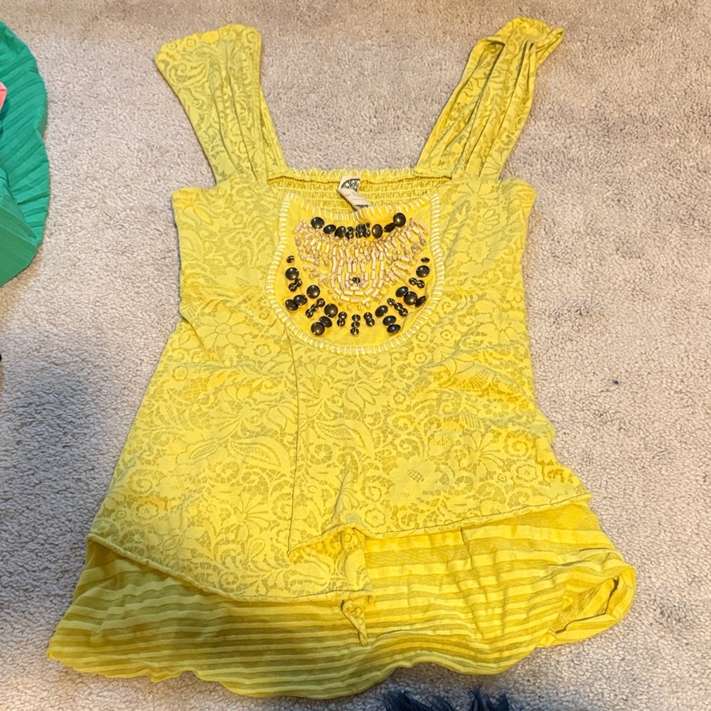 Yellow Lace Women Top